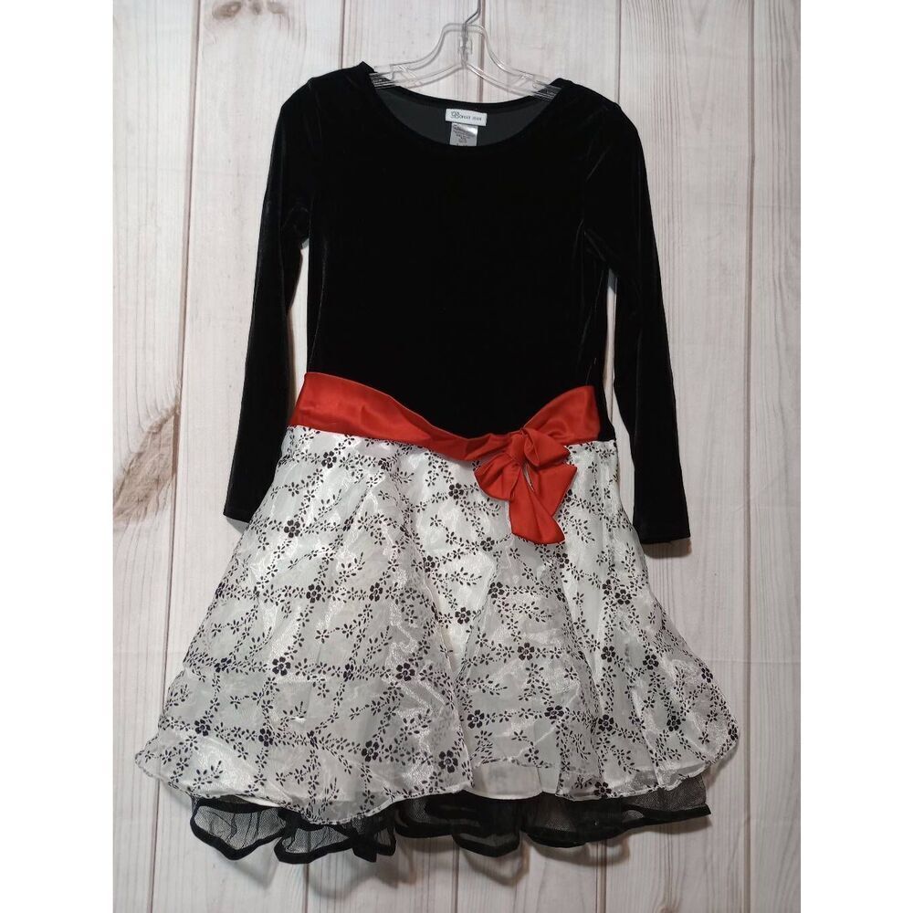 Bonnie Jean Dress Ladies 16 Black White‎ Velour